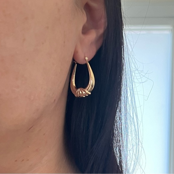 14k Solid Gold Hoop Earrings - Picture 13 of 16